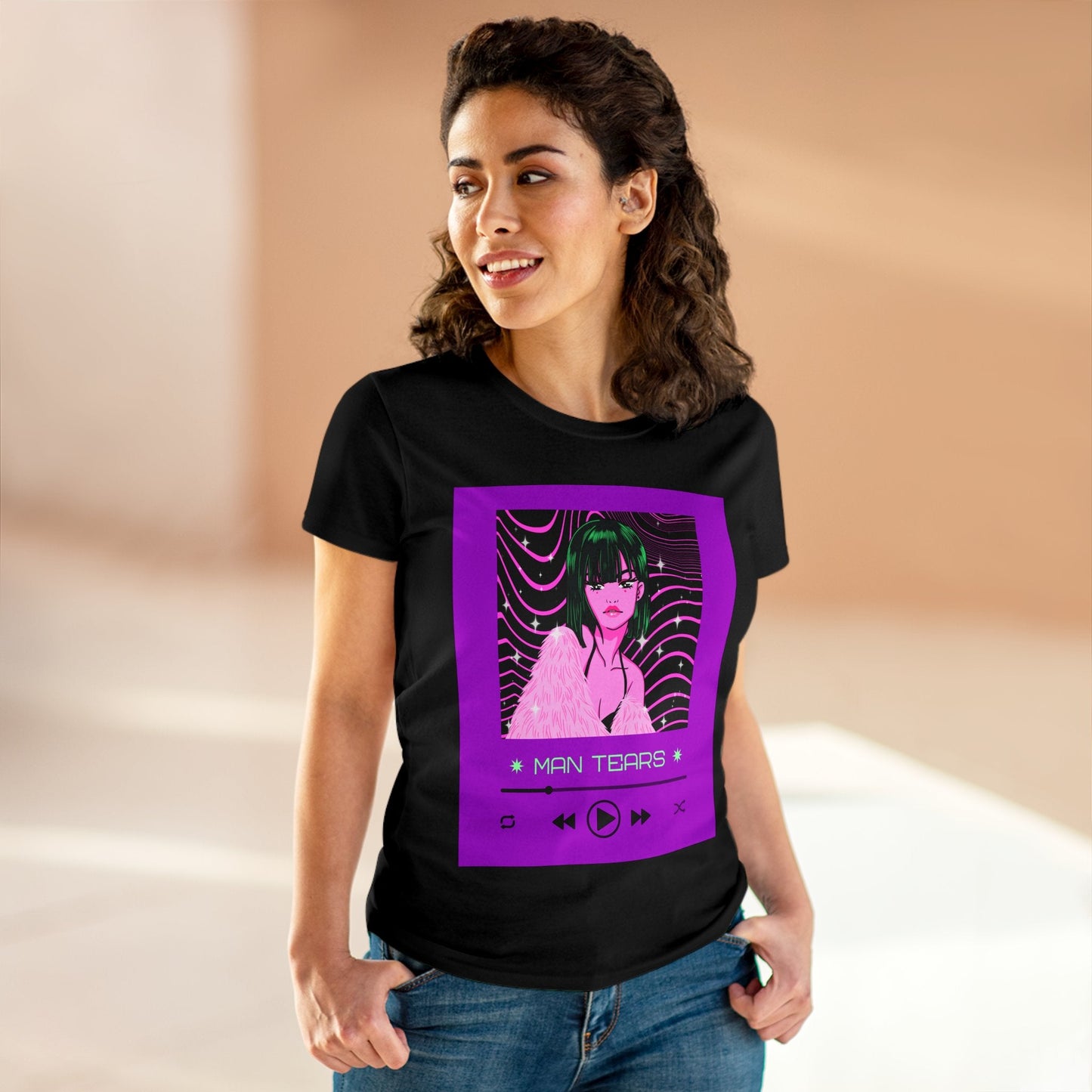 anime-style-t-shirt-design-template-with-a-customizable-media-player - Busy Bee Bazaar