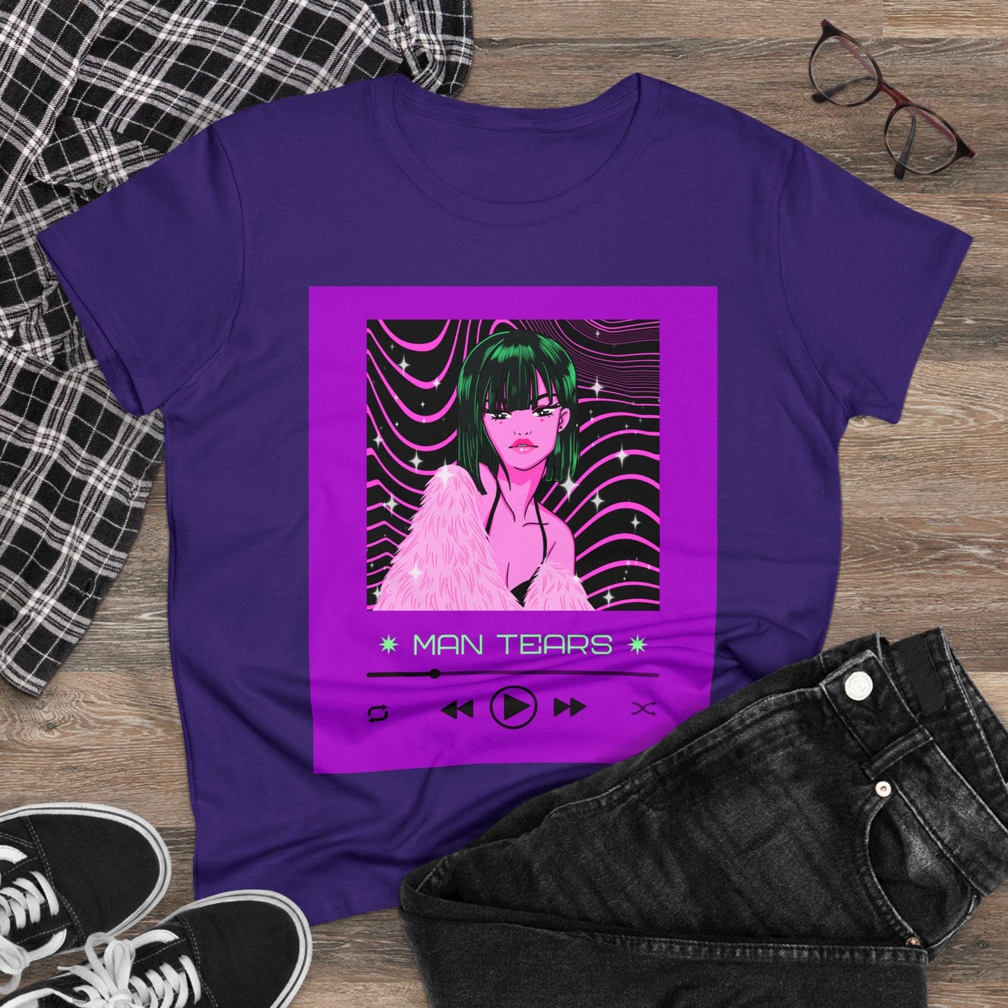 anime-style-t-shirt-design-template-with-a-customizable-media-player - Busy Bee Bazaar