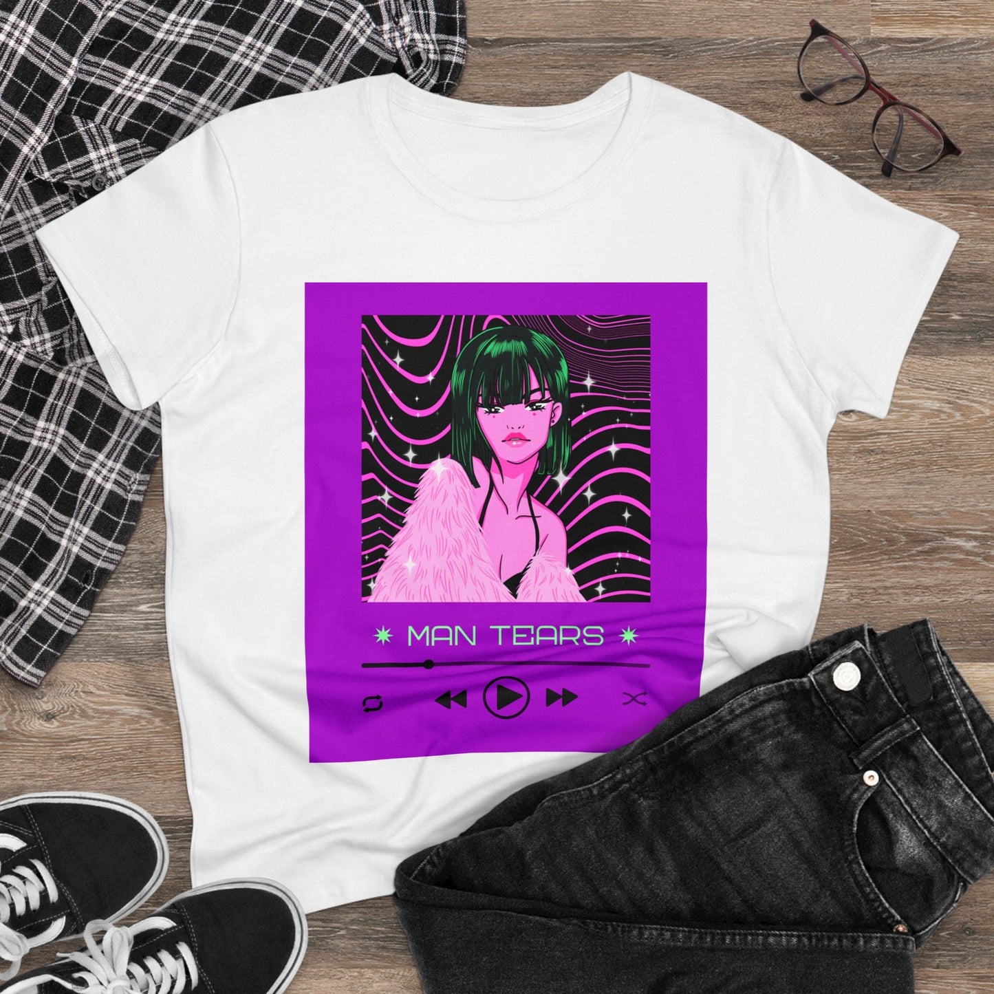 anime-style-t-shirt-design-template-with-a-customizable-media-player - Busy Bee Bazaar