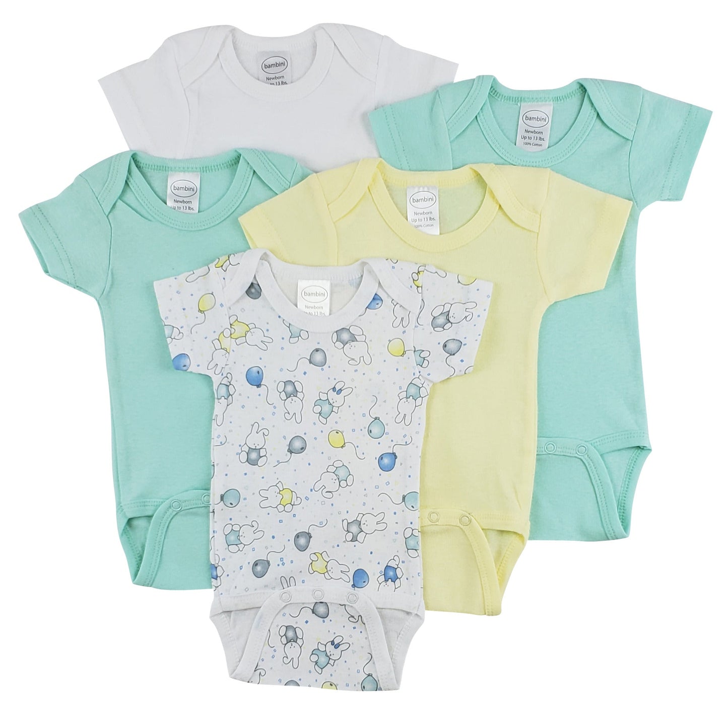 Bambini Short Sleeve One Piece 5 Pack - Busy Bee Bazaar