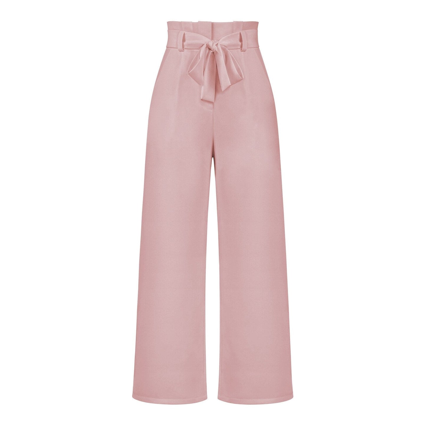 Belt Waist Elastic Wide Leg Black Long Pants - Busy Bee Bazaar