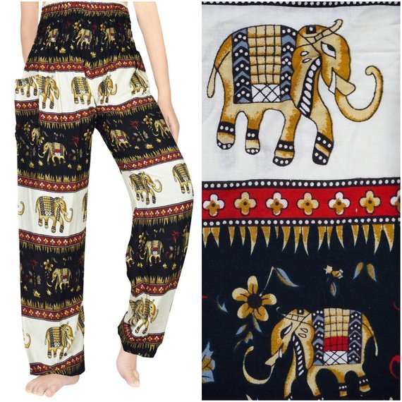 Black ELEPHANT Pants Women Harem Pants Boho Pants - Busy Bee Bazaar