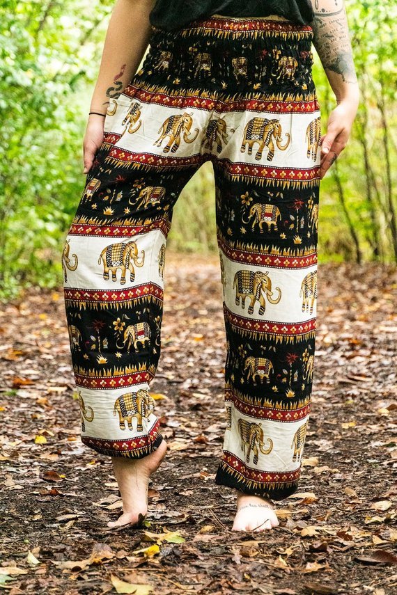 Black ELEPHANT Pants Women Harem Pants Boho Pants - Busy Bee Bazaar