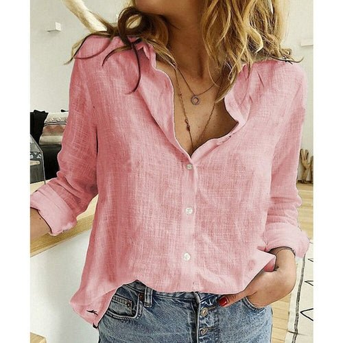 Casual Cotton Linen White Yellow Shirt Top - Busy Bee Bazaar
