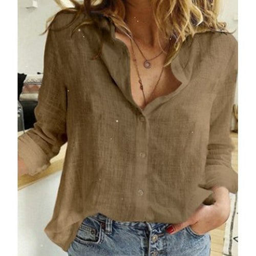 Casual Cotton Linen White Yellow Shirt Top - Busy Bee Bazaar