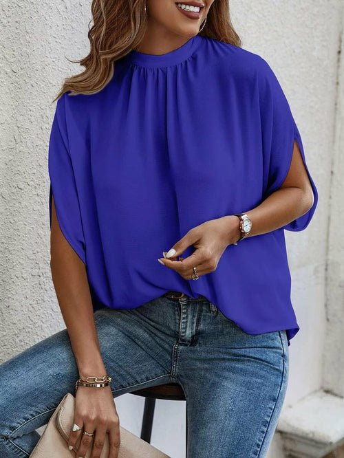 Casual Fashion Printed Split Batwing Sleeve Top - Busy Bee Bazaar