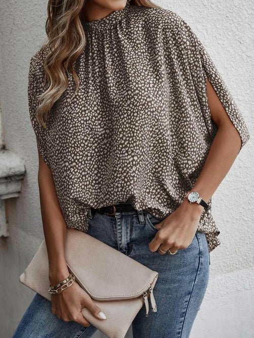 Casual Fashion Printed Split Batwing Sleeve Top - Busy Bee Bazaar