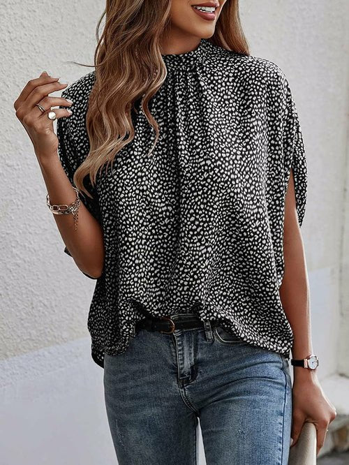 Casual Fashion Printed Split Batwing Sleeve Top - Busy Bee Bazaar