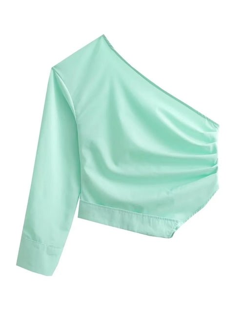 Crop Top Women Asymmetric Ruched Top - Busy Bee Bazaar