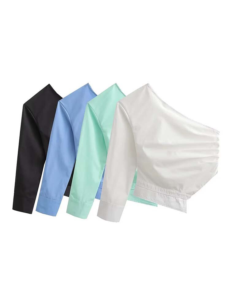 Crop Top Women Asymmetric Ruched Top - Busy Bee Bazaar