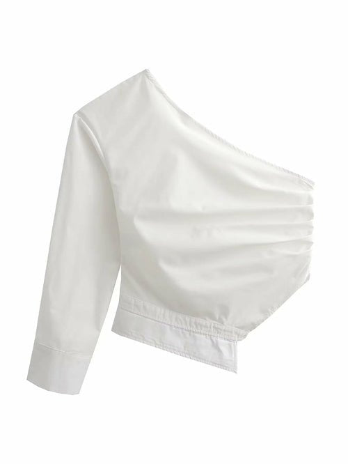 Crop Top Women Asymmetric Ruched Top - Busy Bee Bazaar