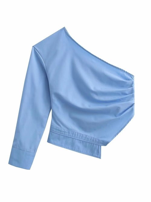 Crop Top Women Asymmetric Ruched Top - Busy Bee Bazaar