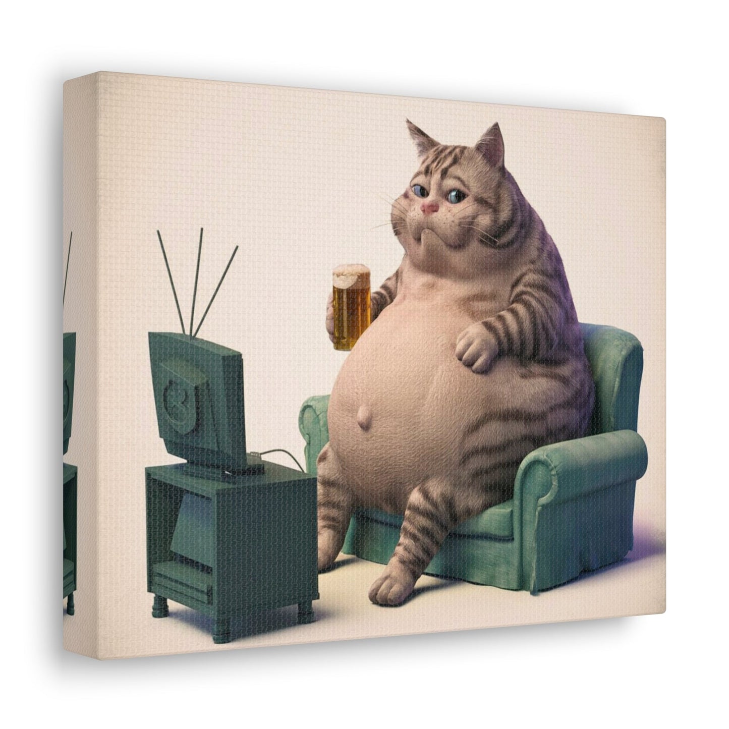 Endearing Fat Cat Canvas Wall Art - Busy Bee Bazaar