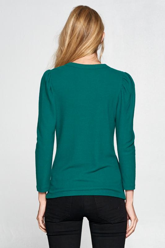 Extra Soft Green Scoop Neck Puff Sleeve Top - Busy Bee Bazaar