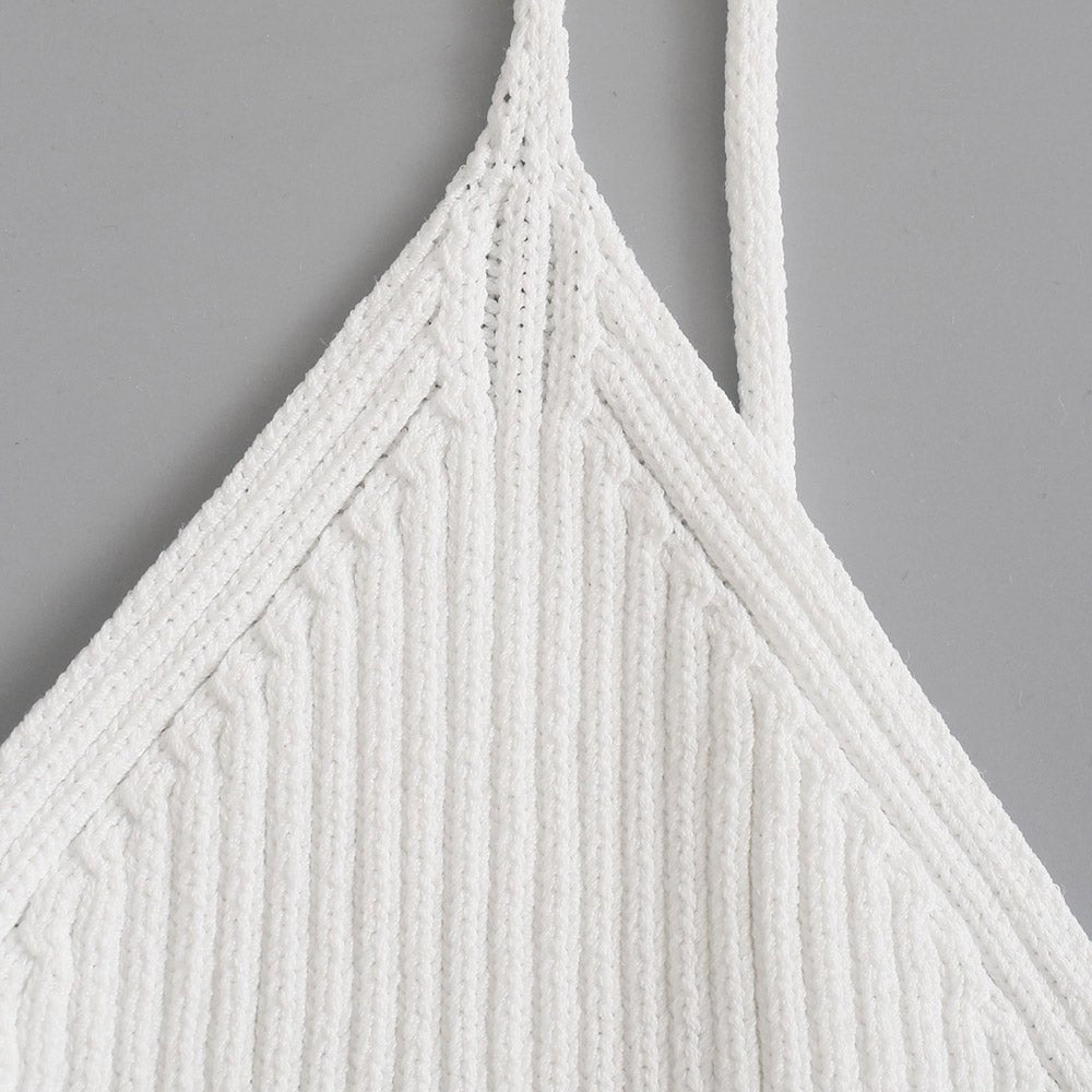 Fashion Ribbed Knit White Cropped Tank Tops - Busy Bee Bazaar