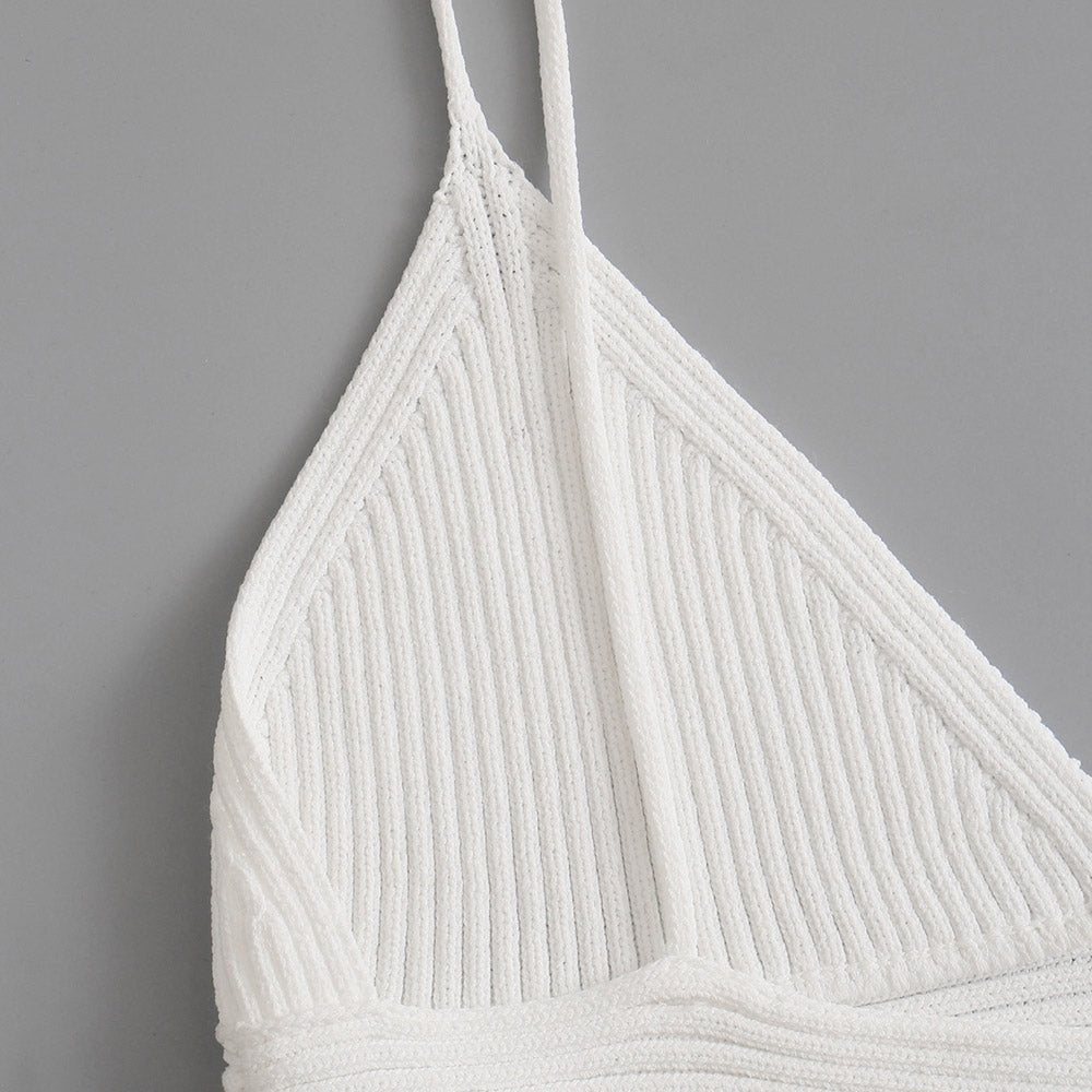 Fashion Ribbed Knit White Cropped Tank Tops - Busy Bee Bazaar
