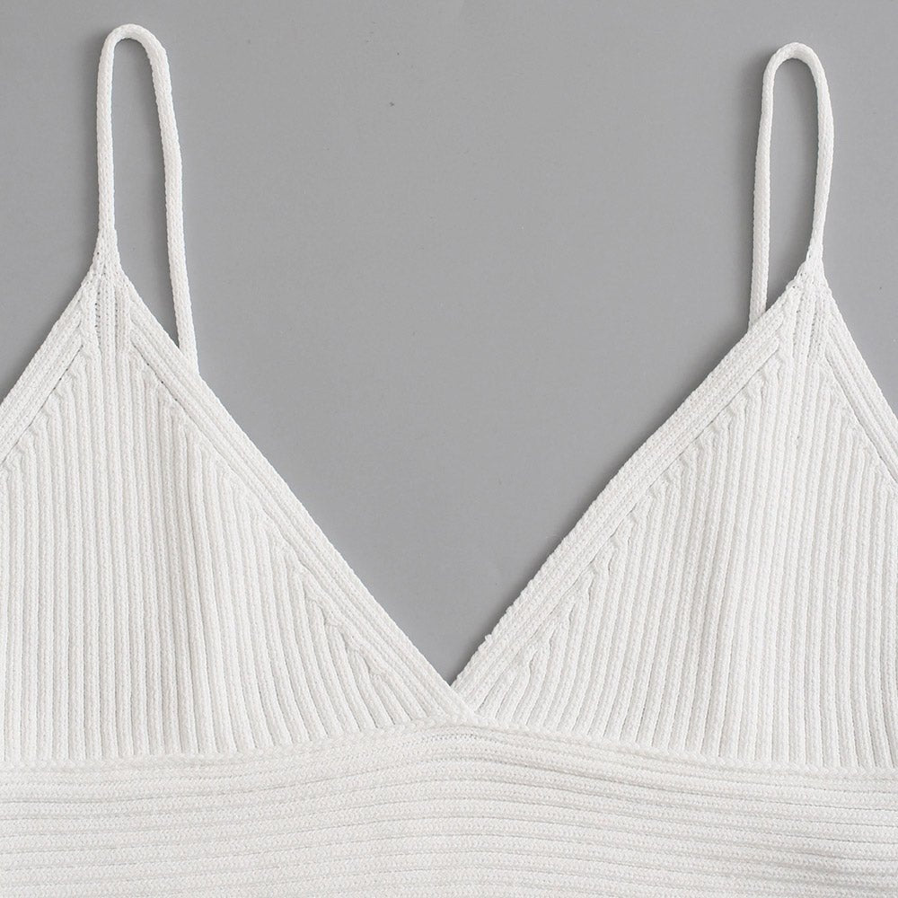 Fashion Ribbed Knit White Cropped Tank Tops - Busy Bee Bazaar