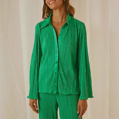 Floral Elegant Casual Long Sleeve Blouses With High Waist Pants Set - Busy Bee Bazaar