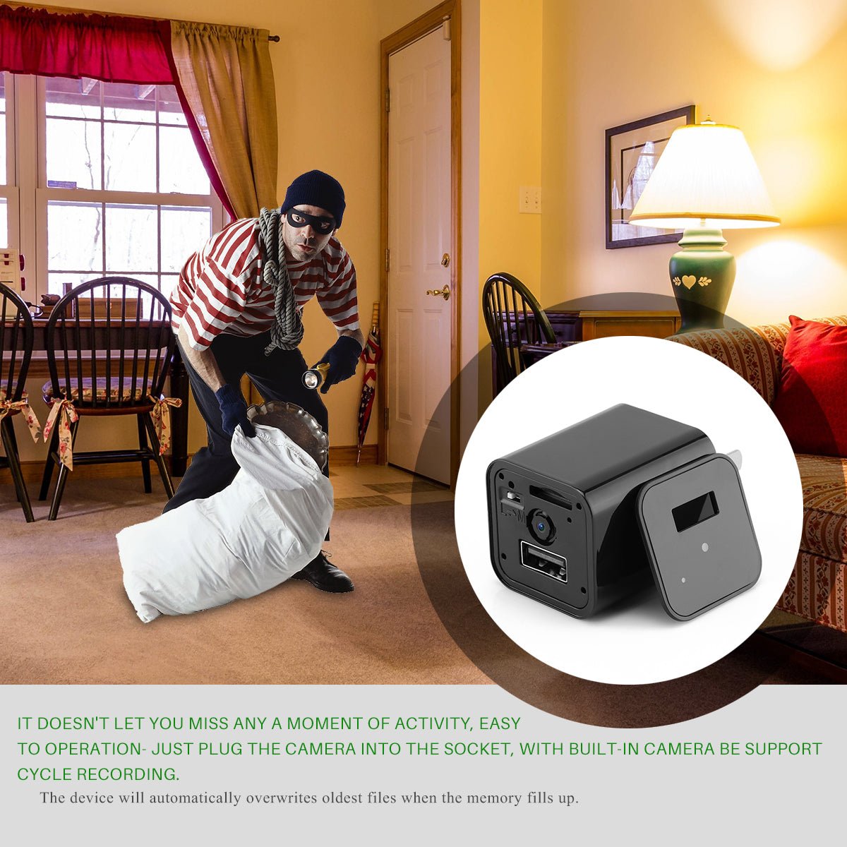 HD 1080P Hidden Camera USB Charger Home Security - Busy Bee Bazaar