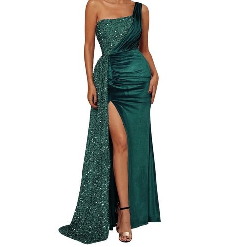High End Fish Tail Banquet Temperament Single Shoulder Dress - Busy Bee Bazaar