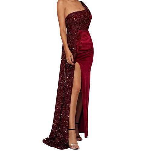 High End Fish Tail Banquet Temperament Single Shoulder Dress - Busy Bee Bazaar