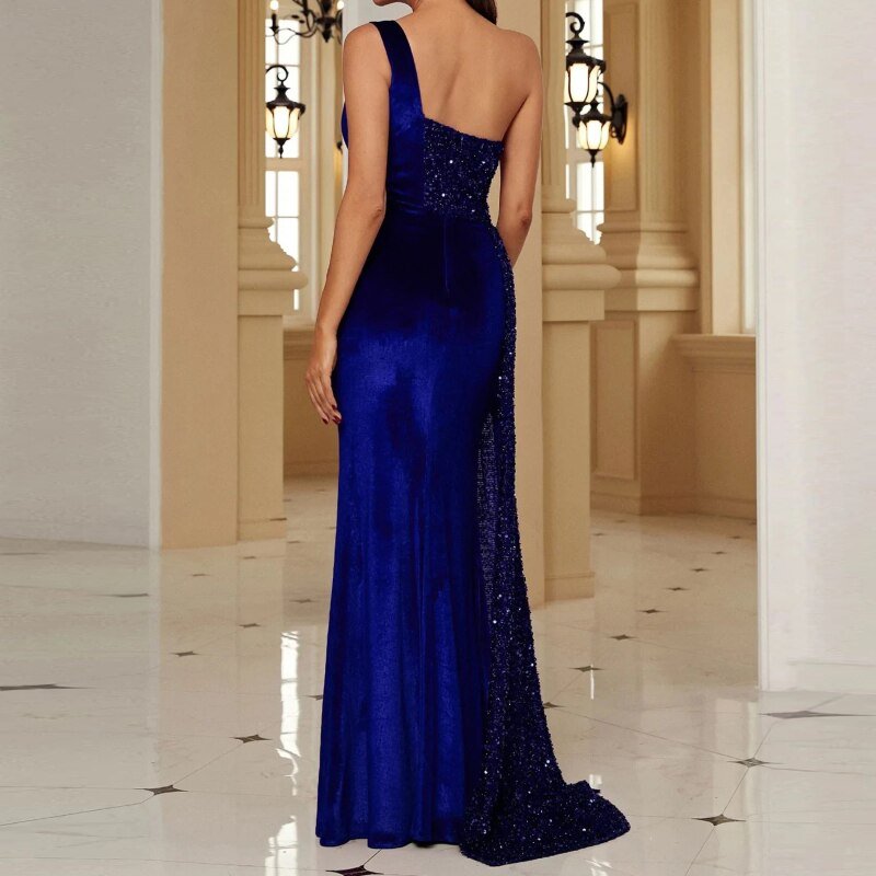 High End Fish Tail Banquet Temperament Single Shoulder Dress - Busy Bee Bazaar