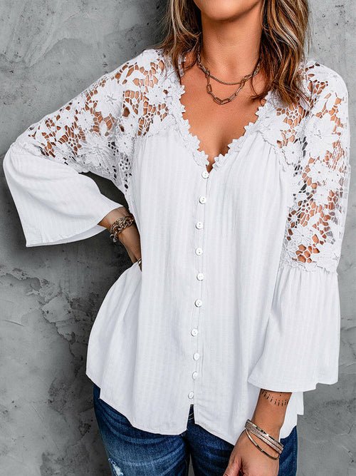 Lace Blusas Summer Top Women Shirt - Busy Bee Bazaar