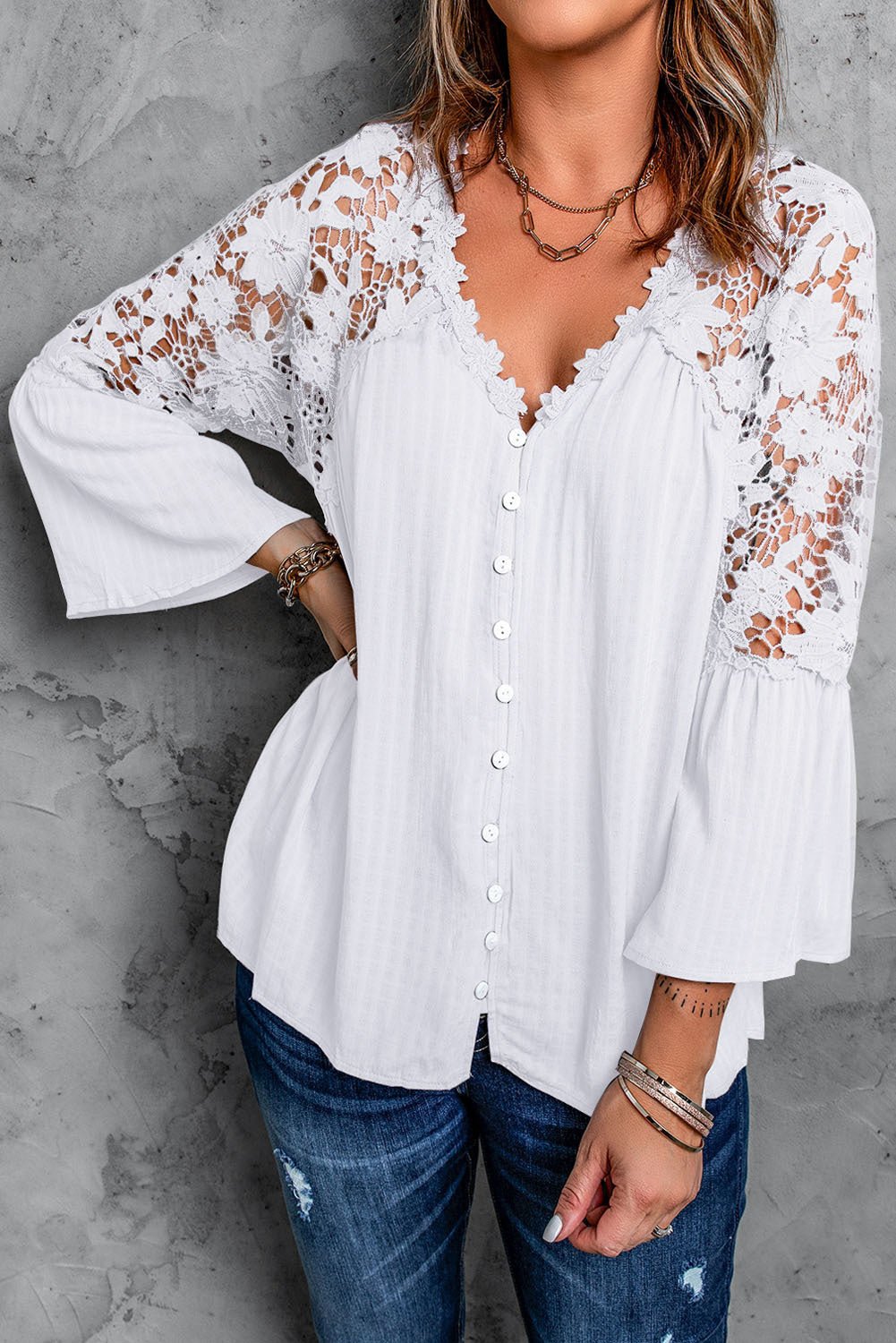 Lace Blusas Summer Top Women Shirt - Busy Bee Bazaar