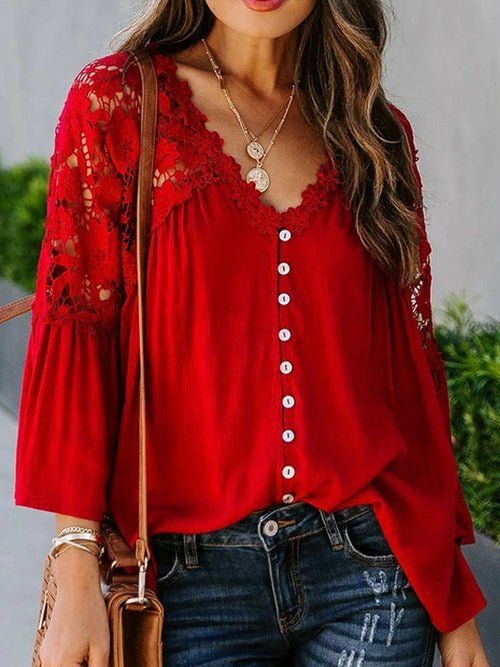 Lace Blusas Summer Top Women Shirt - Busy Bee Bazaar