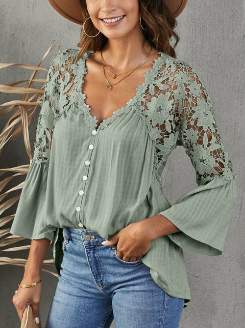Lace Blusas Summer Top Women Shirt - Busy Bee Bazaar