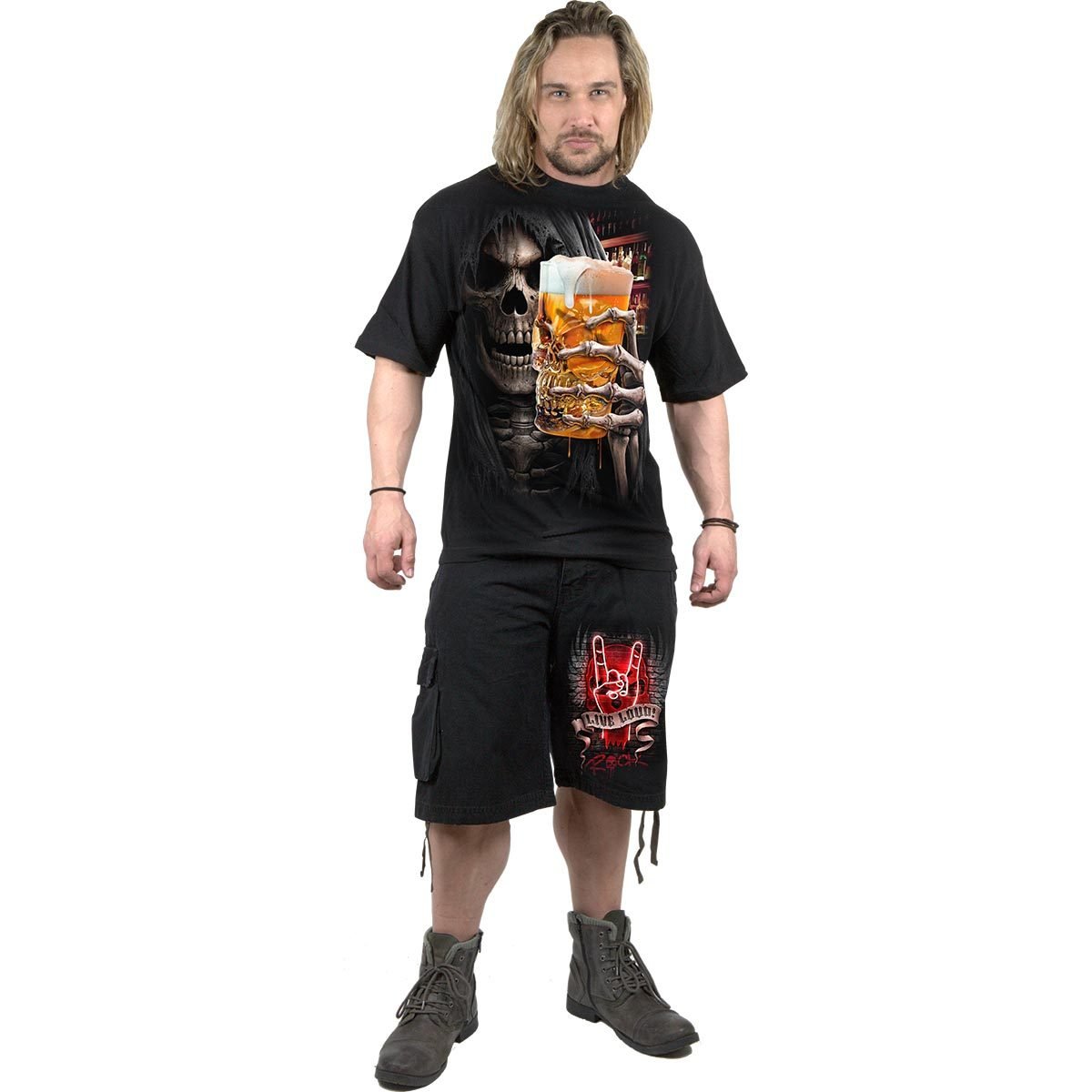 LIVE LOUD - Vintage Cargo Shorts Black - Busy Bee Bazaar