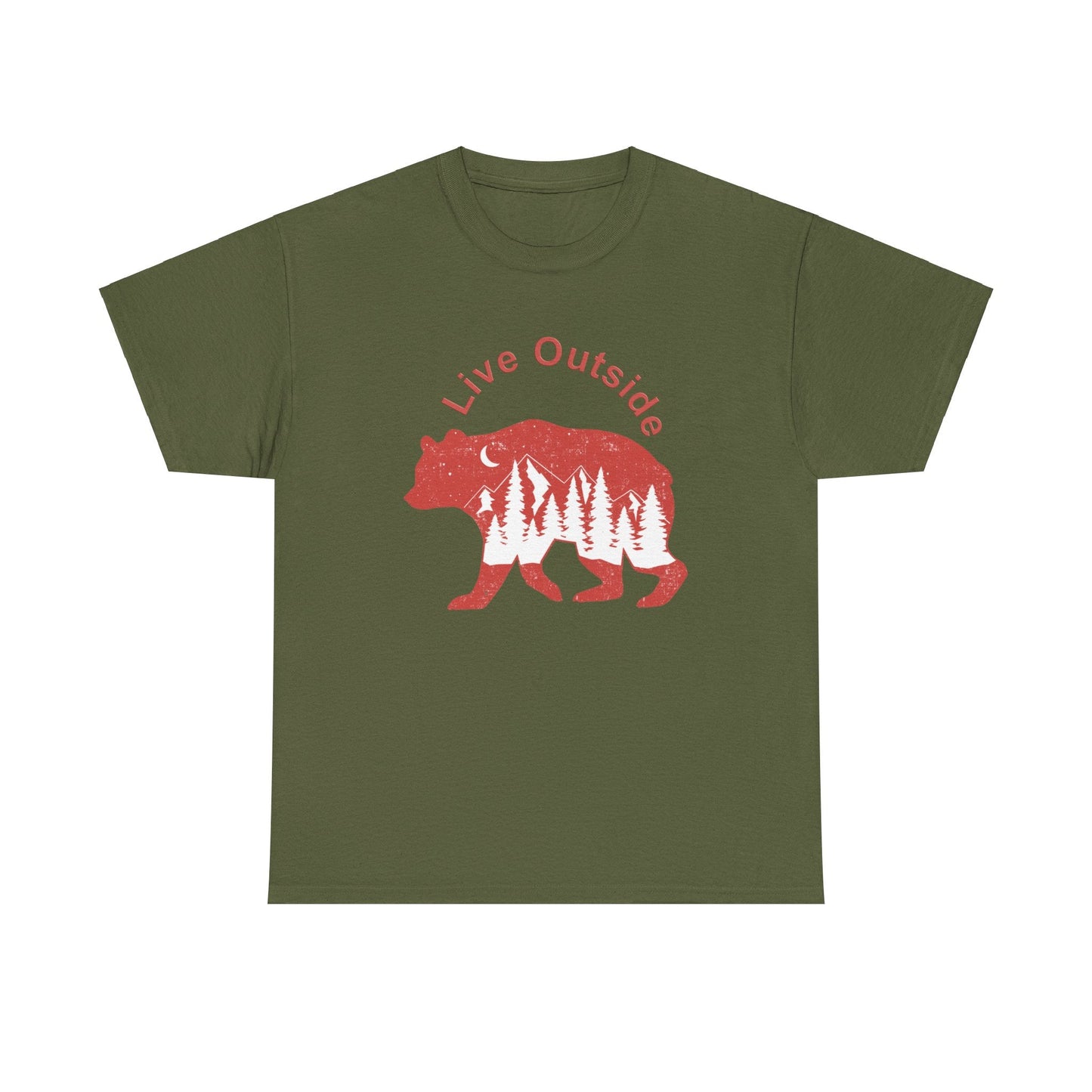 Live Outside Bear Unisex Heavy Cotton Tee - Busy Bee Bazaar
