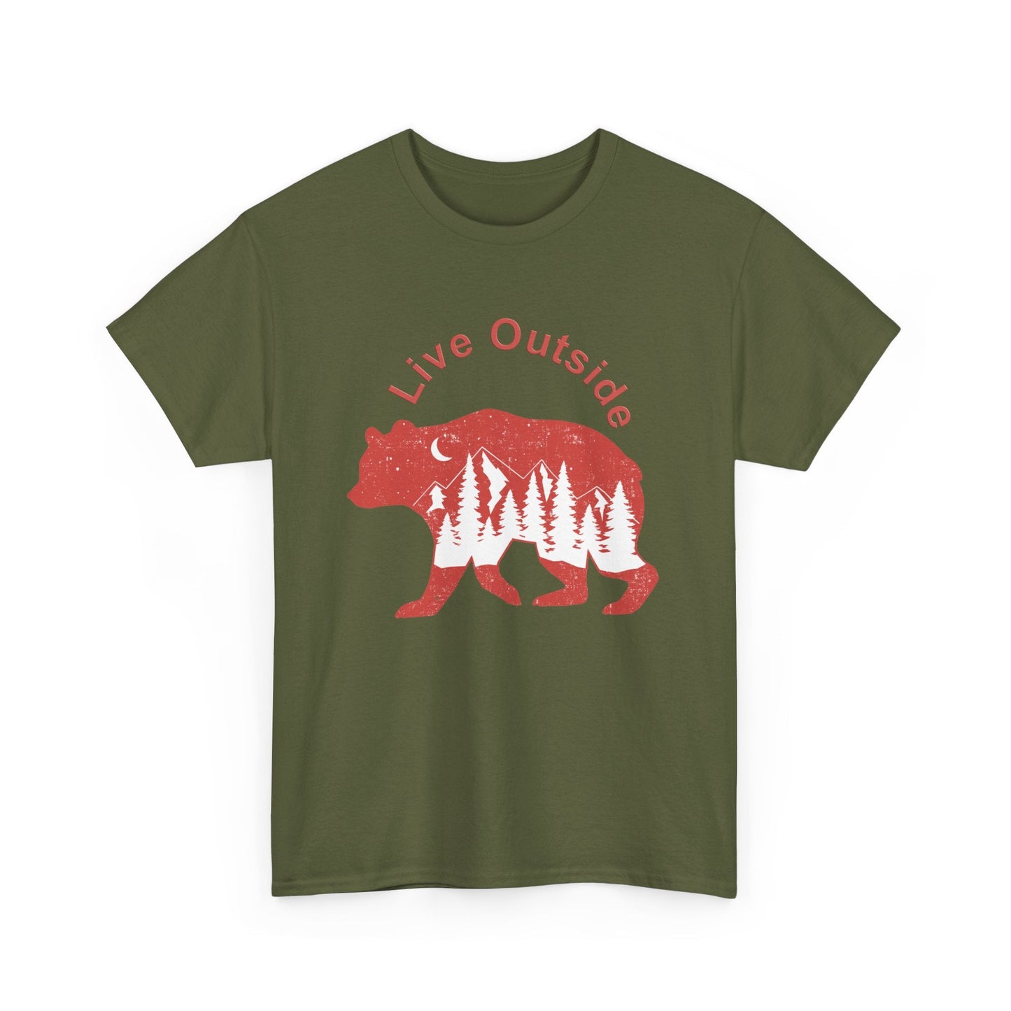 Live Outside Bear Unisex Heavy Cotton Tee - Busy Bee Bazaar