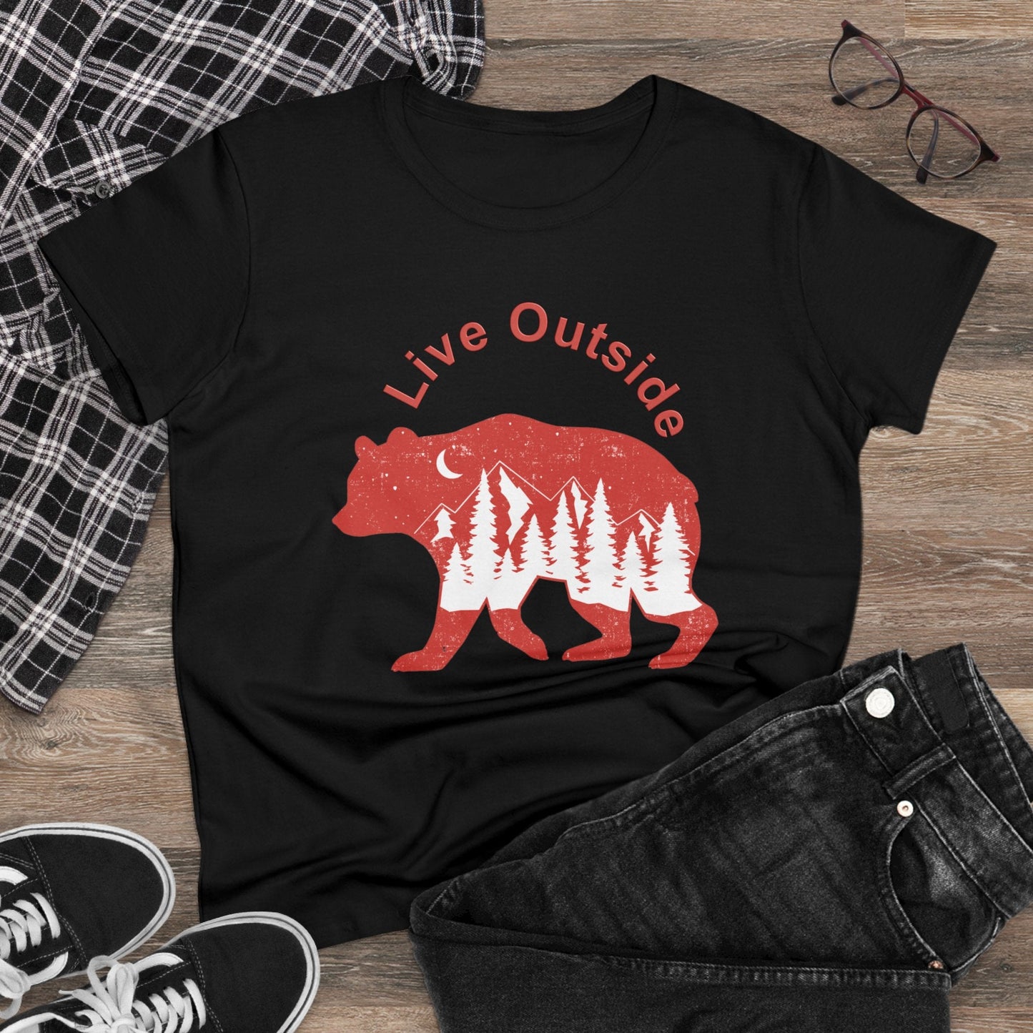 Live outside Women's Midweight Cotton Tee - Busy Bee Bazaar
