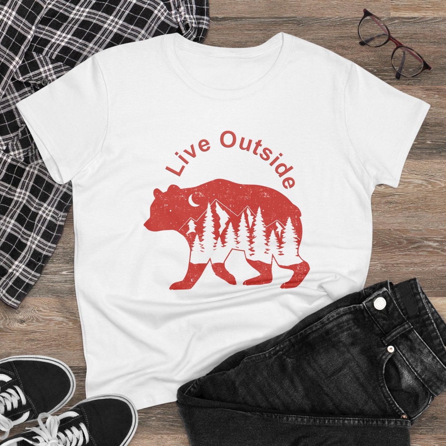Live outside Women's Midweight Cotton Tee - Busy Bee Bazaar