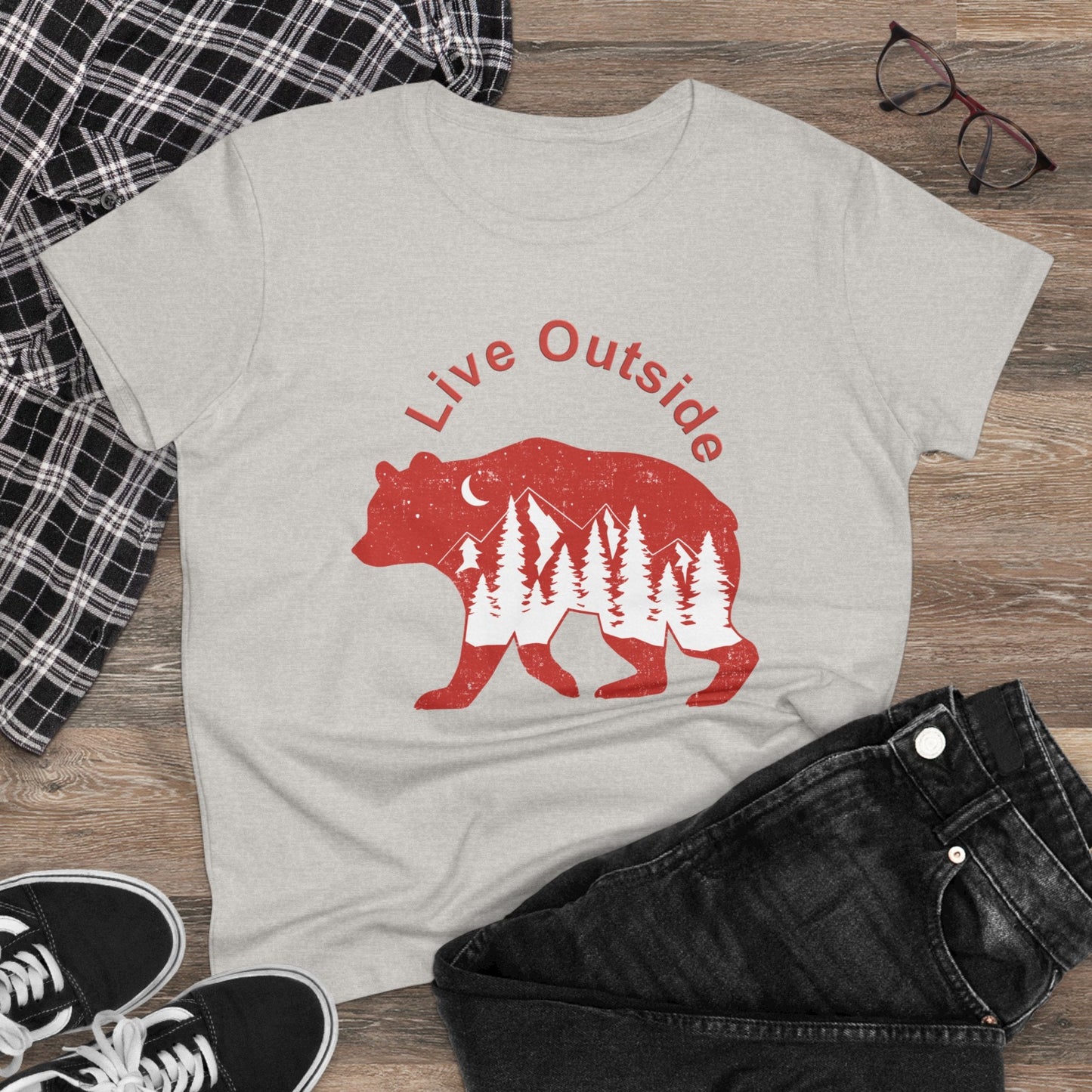 Live outside Women's Midweight Cotton Tee - Busy Bee Bazaar