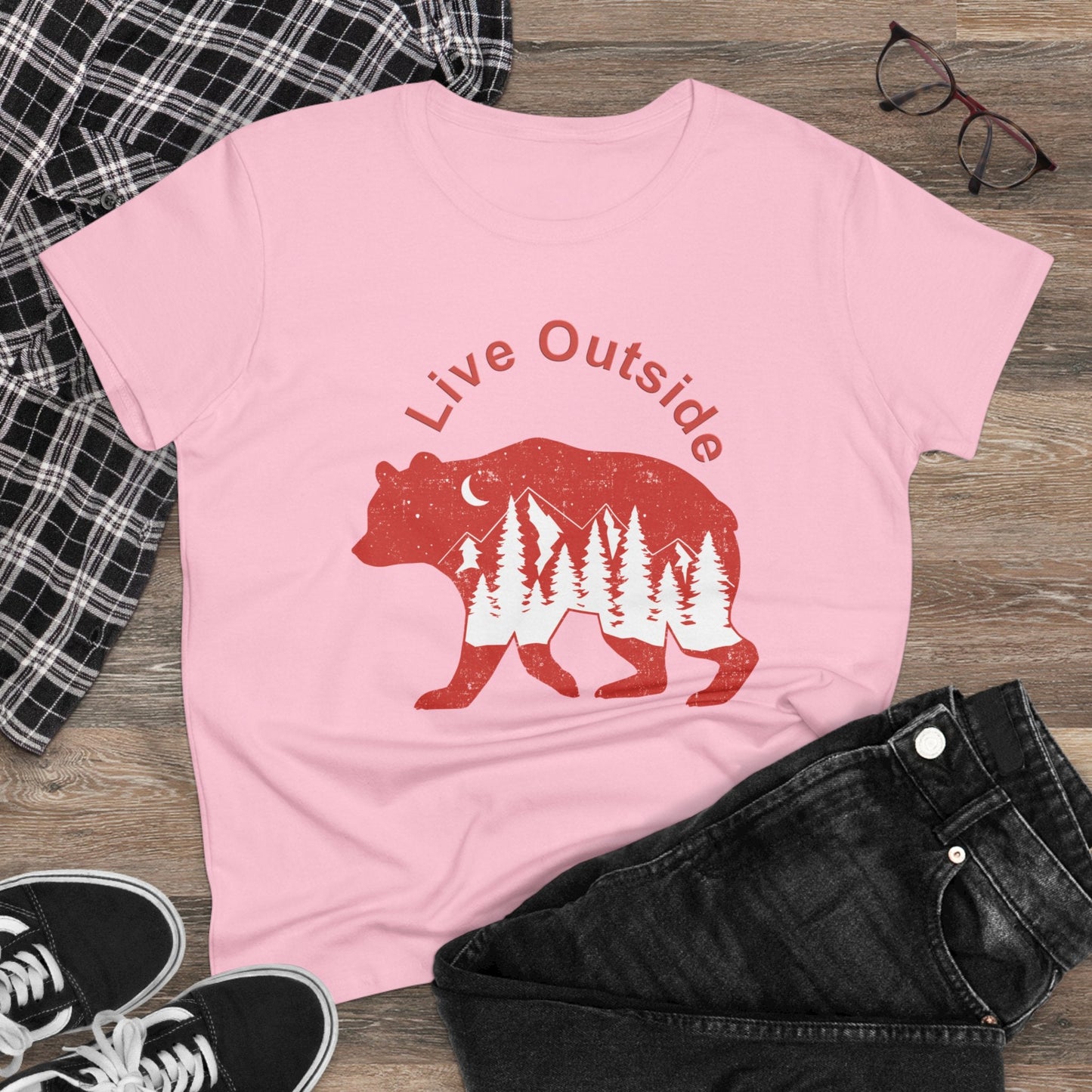 Live outside Women's Midweight Cotton Tee - Busy Bee Bazaar