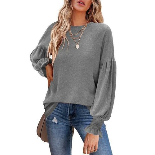 Long Lantern Sleeve Pleated Loose T-shirts - Busy Bee Bazaar