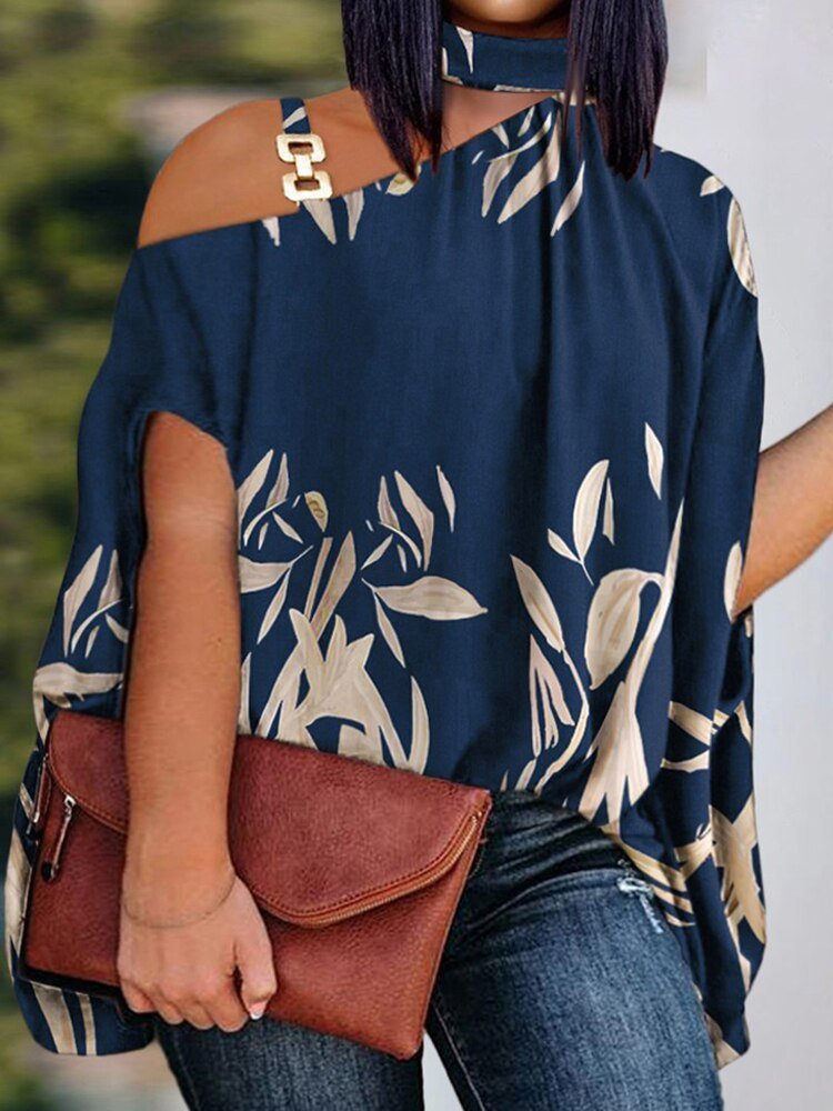 Loose Hollow Out Halter Short Batwing Sleeve Top Blouses Streetwear - Busy Bee Bazaar