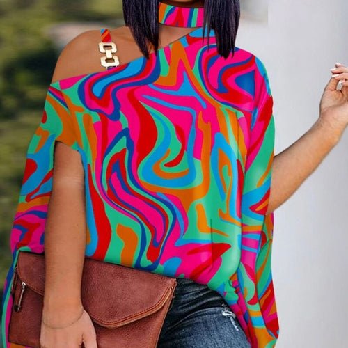 Loose Hollow Out Halter Short Batwing Sleeve Top Blouses Streetwear - Busy Bee Bazaar