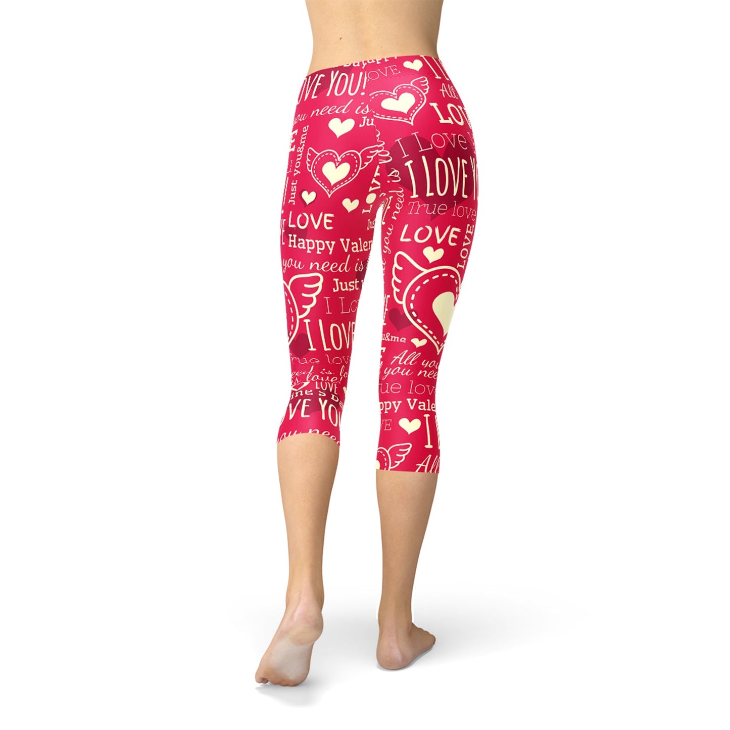 Love Hearts Red Capri Leggings - Busy Bee Bazaar