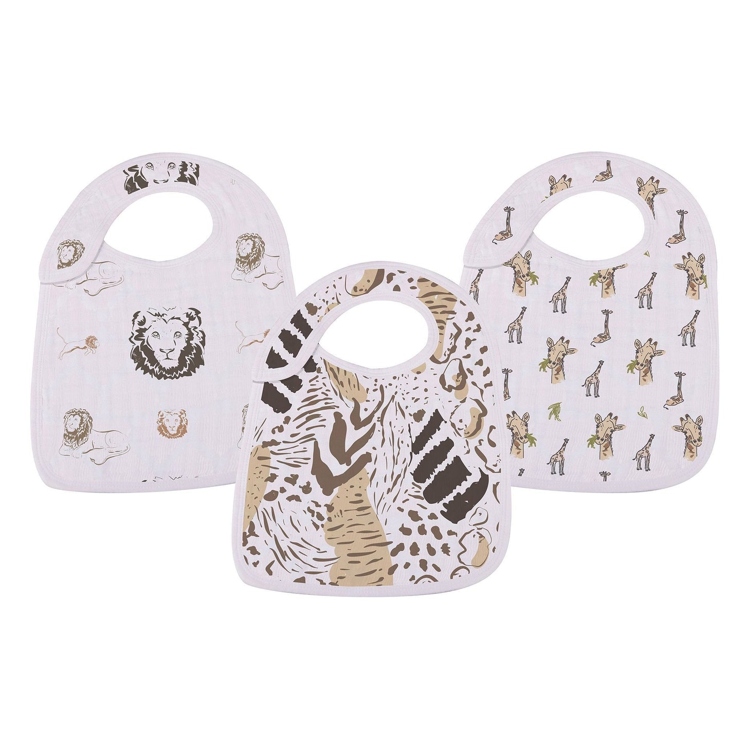 On The Savannah Bamboo Muslin Snap Bibs 3PK - Busy Bee Bazaar