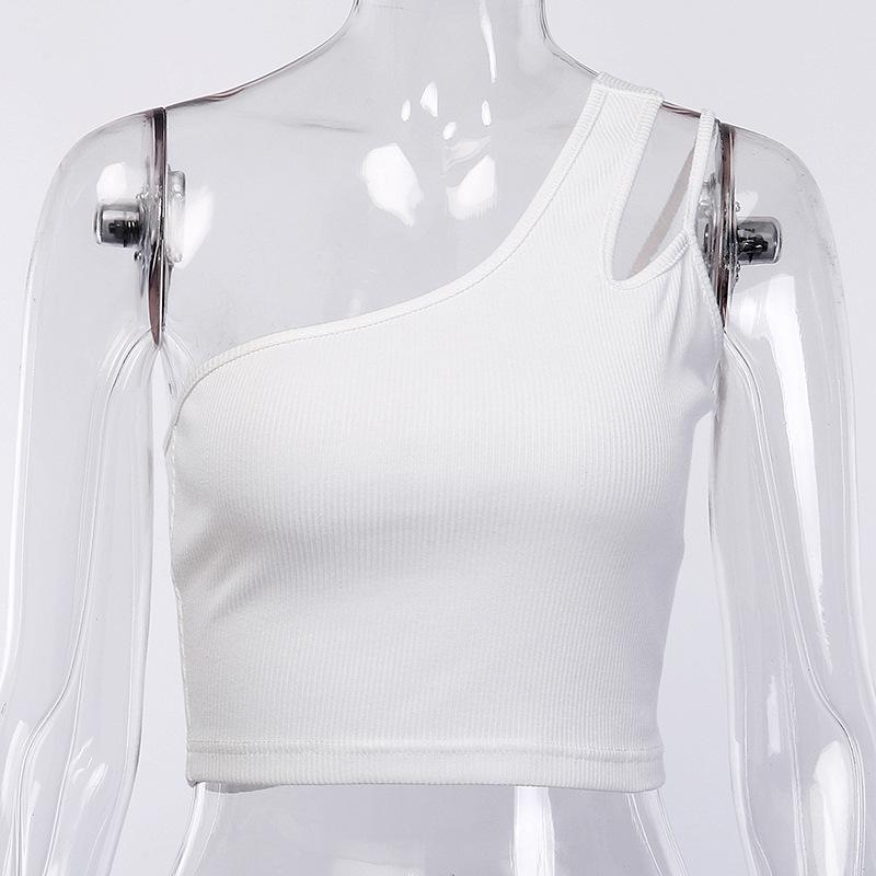 One shoulder drawstring sexy crop top Elegant bodycon women - Busy Bee Bazaar