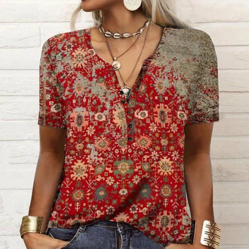 Printed national fashion T-shirt woman - Busy Bee Bazaar