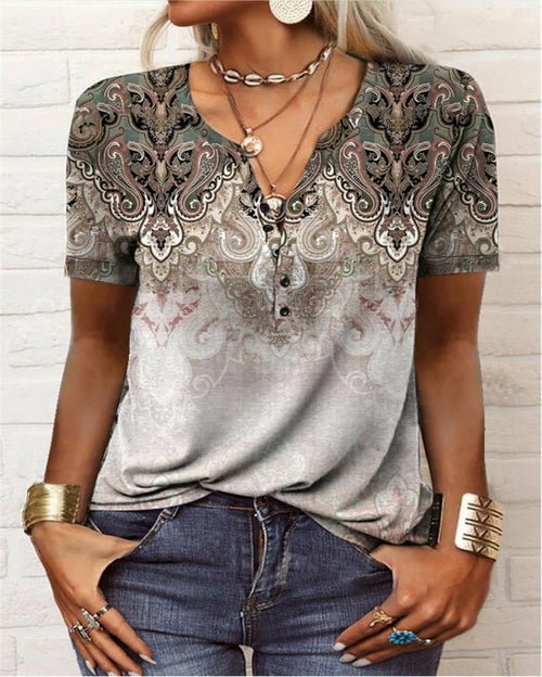 Printed national fashion T-shirt woman - Busy Bee Bazaar