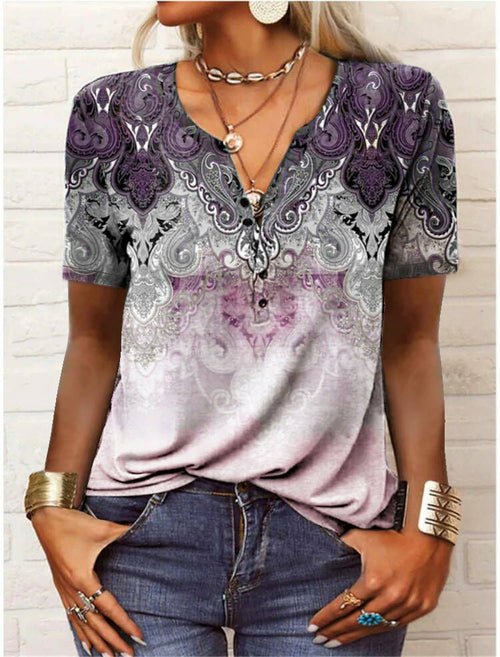 Printed national fashion T-shirt woman - Busy Bee Bazaar