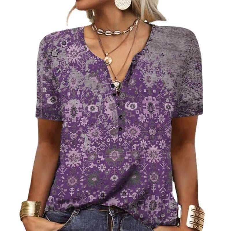 Printed national fashion T-shirt woman - Busy Bee Bazaar