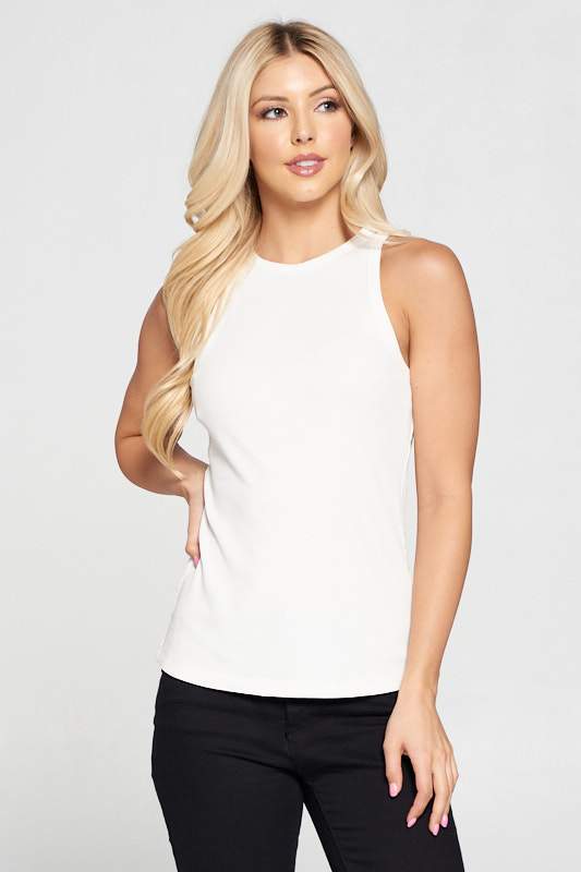 Racer Back Rib Knit Tank Top - Busy Bee Bazaar