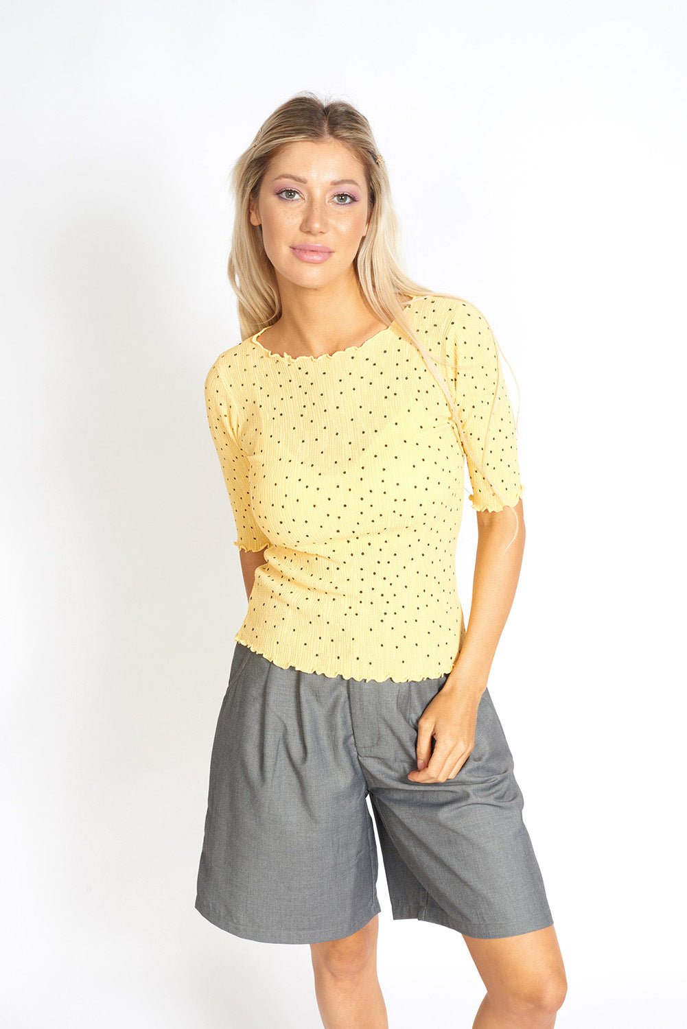 So Sweet Frill Polka Dots Top - Busy Bee Bazaar
