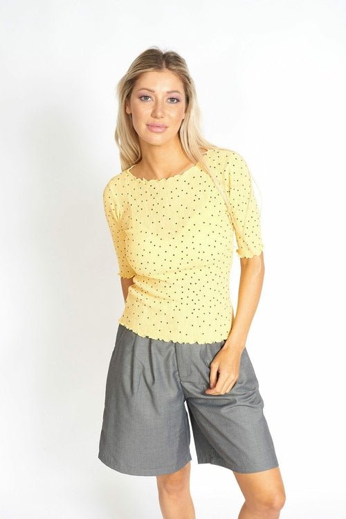 So Sweet Frill Polka Dots Top - Busy Bee Bazaar